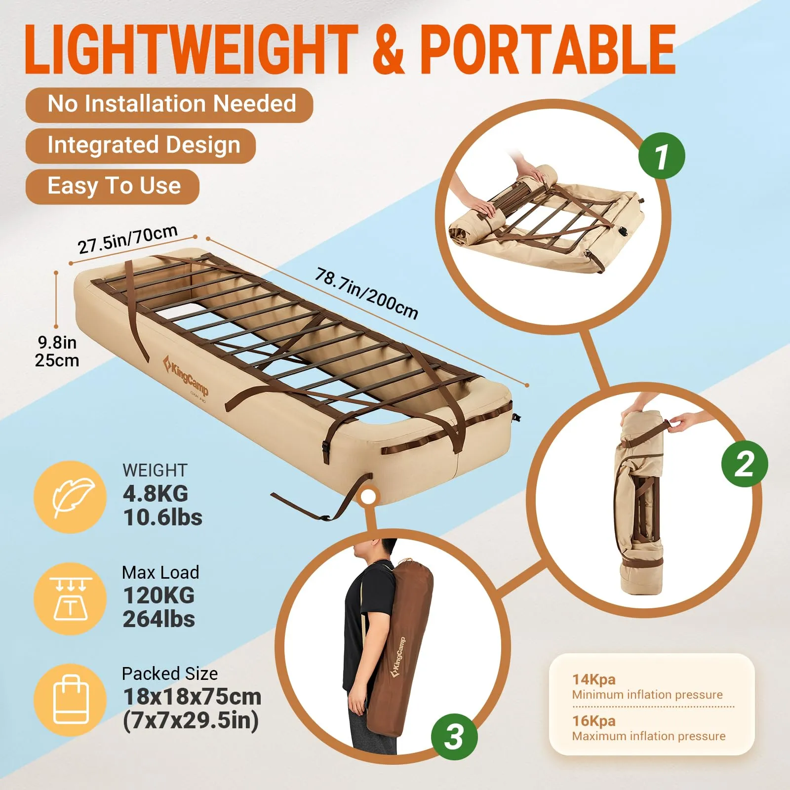 KingCamp Inflatable Camp Bed & Mattress Bundle