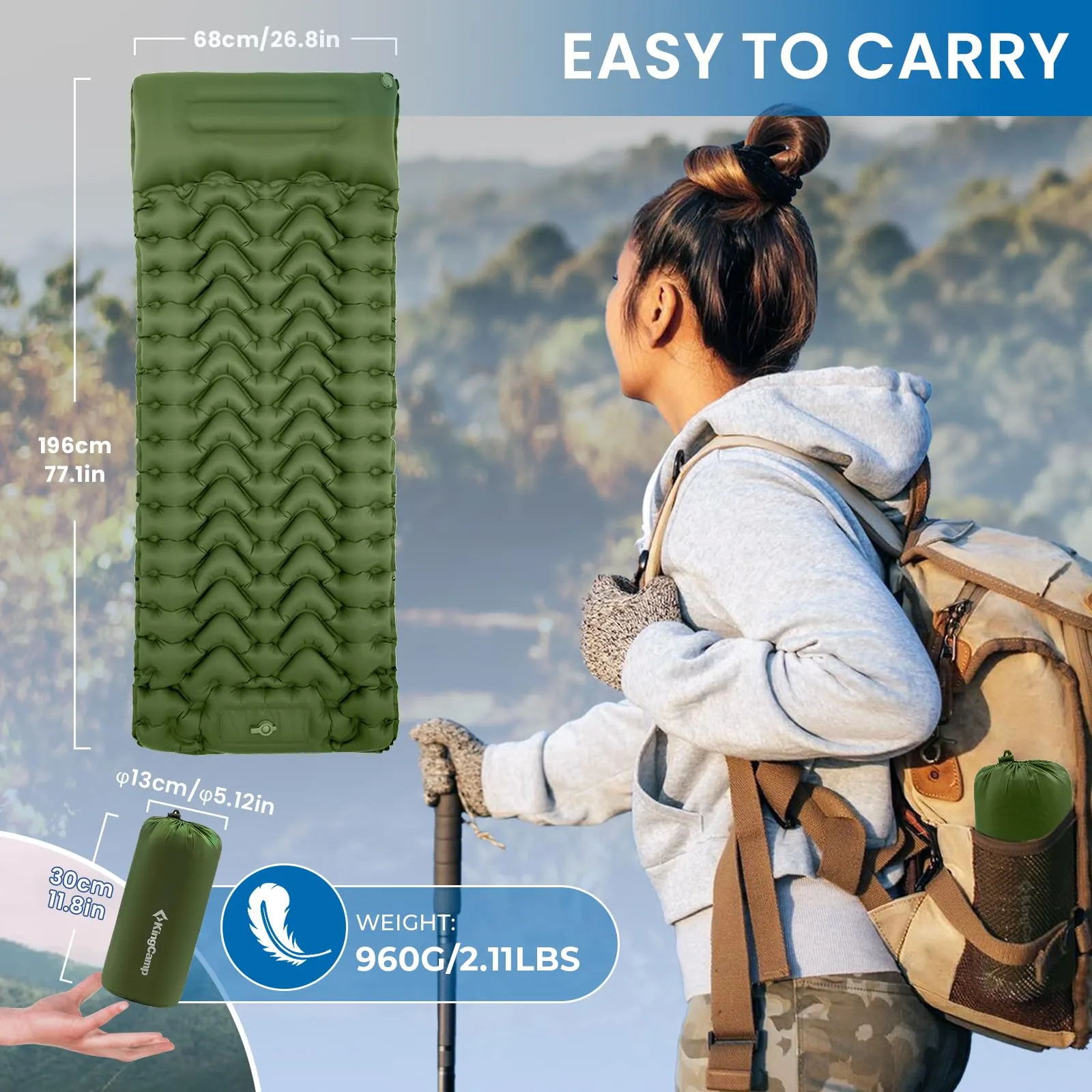 KingCamp Inflatable Camp Bed & Mattress Bundle