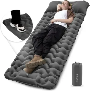 KingCamp Sleeping Pads for Camping, Self Inflating Camping Mattress with Built-in Foot Pump, Connectable Durable Inflatable Sleeping Mat with Pillow, Compact Camping Air Mattress for Camping Hiking