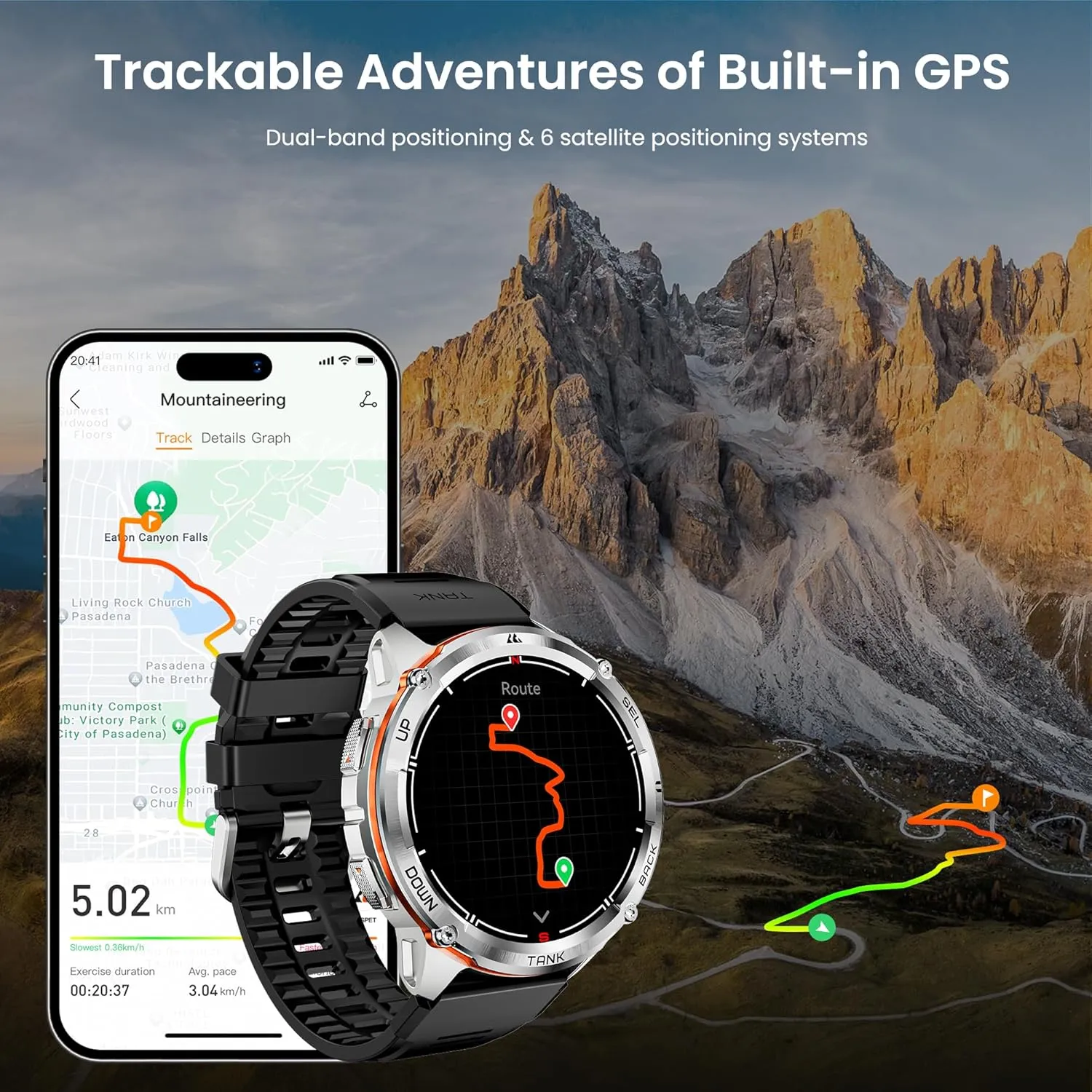 KOSPET Tank T3 Ultra 2 Smart Watch GPS for Men, 5ATM Waterproof, Pressure&Altitude&Compass, Extra-Large Battery, Full Metal Body Rugged Military Smartwatch Bluetooth Calling-1.43” AMOLED Display