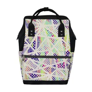 Kuizee Diaper Bag Backpack Multifunction Bag Retro Line Grunge Effect Mutispandex Big Capacity Casual Daypack Mummy Bag Maternity Bag 17 Inch