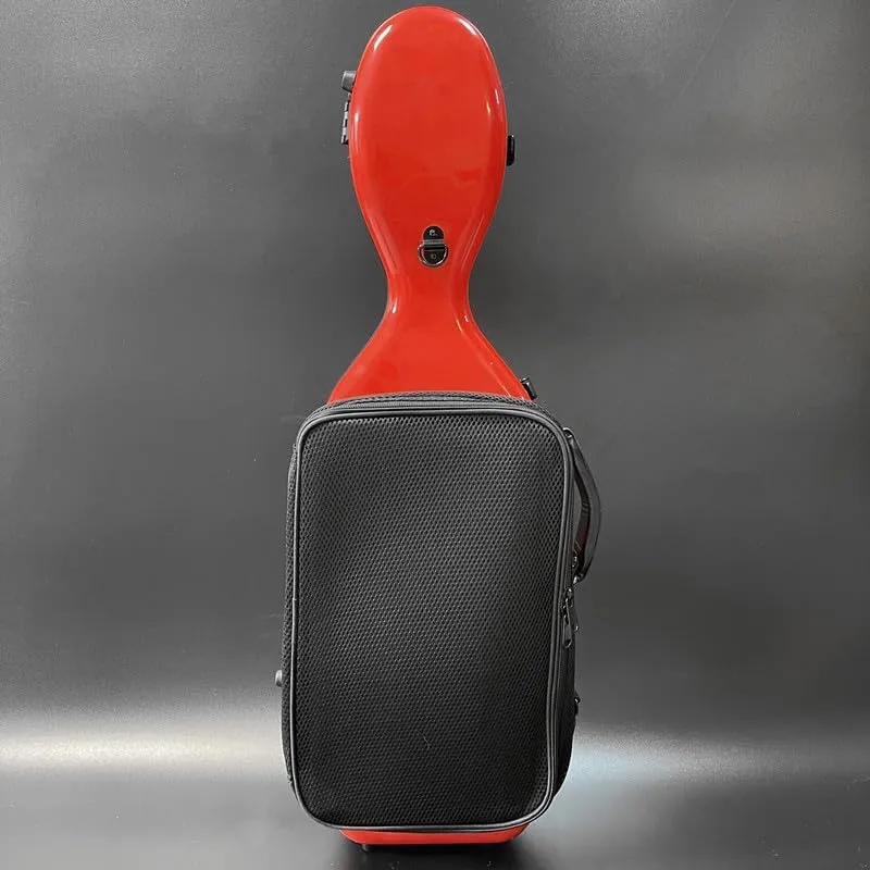 LANDTOM Carbon Fiber 4/4 Full Size and 3/4 Violin Case Violin Backpack With Double Shoulder Straps Pressure-Resistant And Wear-Resistant Air Transportable Violin Case With Music Score Bag (Red)