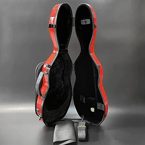 LANDTOM Carbon Fiber 4/4 Full Size and 3/4 Violin Case Violin Backpack With Double Shoulder Straps Pressure-Resistant And Wear-Resistant Air Transportable Violin Case With Music Score Bag (Red)
