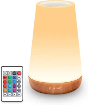 LED Night Light Bedside Lamp Touch and Remote Control Dimmable Tabletop 13 RGB Colors Changing 5 Brightness Adjustable Rechargeable Portable Lamp for Baby Kids Nursery Bedroom Bathroom Outdoor Camping