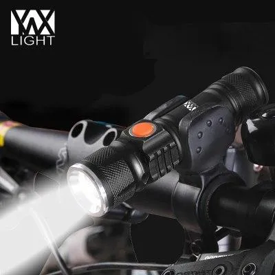 LED Rechargeable USB Flashlights Lighting Inbuilt Lithium Battery 18650 Lanterna Zoomable Bicycle Flashlight For Outdoor Camping