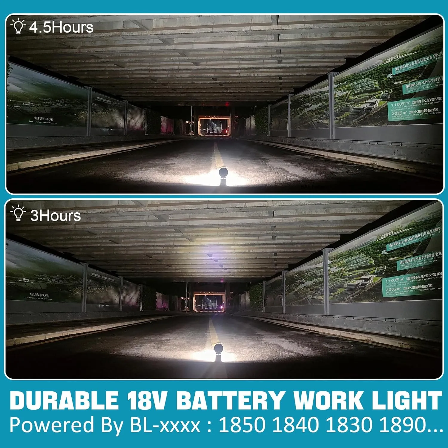 LED Work Light 36w 3800lm Flashlight Compatible with Makita 18v Lxt Battery BL1850 BL1850B BL1830 BL1890B, 2Mode Work Light 18v LED Cordless Flashlight Tools Construction Camping Emergency Lights