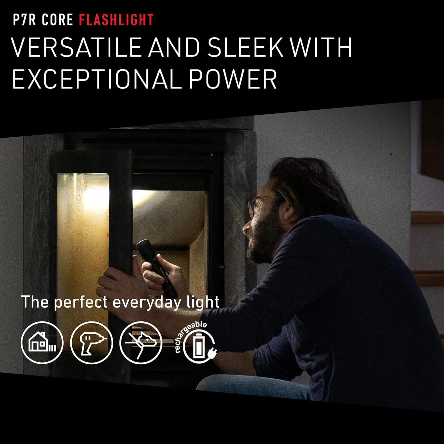 Ledlenser, P7R Core Rechargeable Flashlight, High Power LED, 1400 Lumens, Waterproof Light for Home, Camping, Tactical and Emergency Use