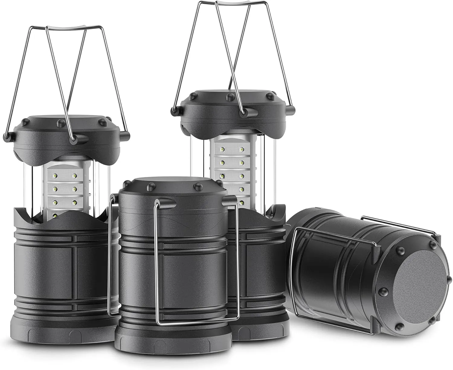 Lichamp 4 Pack LED Camping Lanterns, Battery Powered Camping Lights LED Collapsible Flashlight Portable Emergency Supplies Kit, A4GY