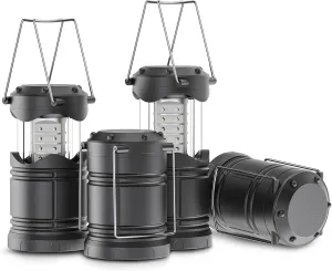 Lichamp 4 Pack LED Camping Lanterns, Battery Powered Camping Lights LED Collapsible Flashlight Portable Emergency Supplies Kit, A4GY