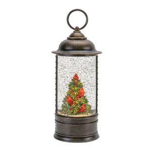 Lighted Water Lantern with Cardinals and Holly