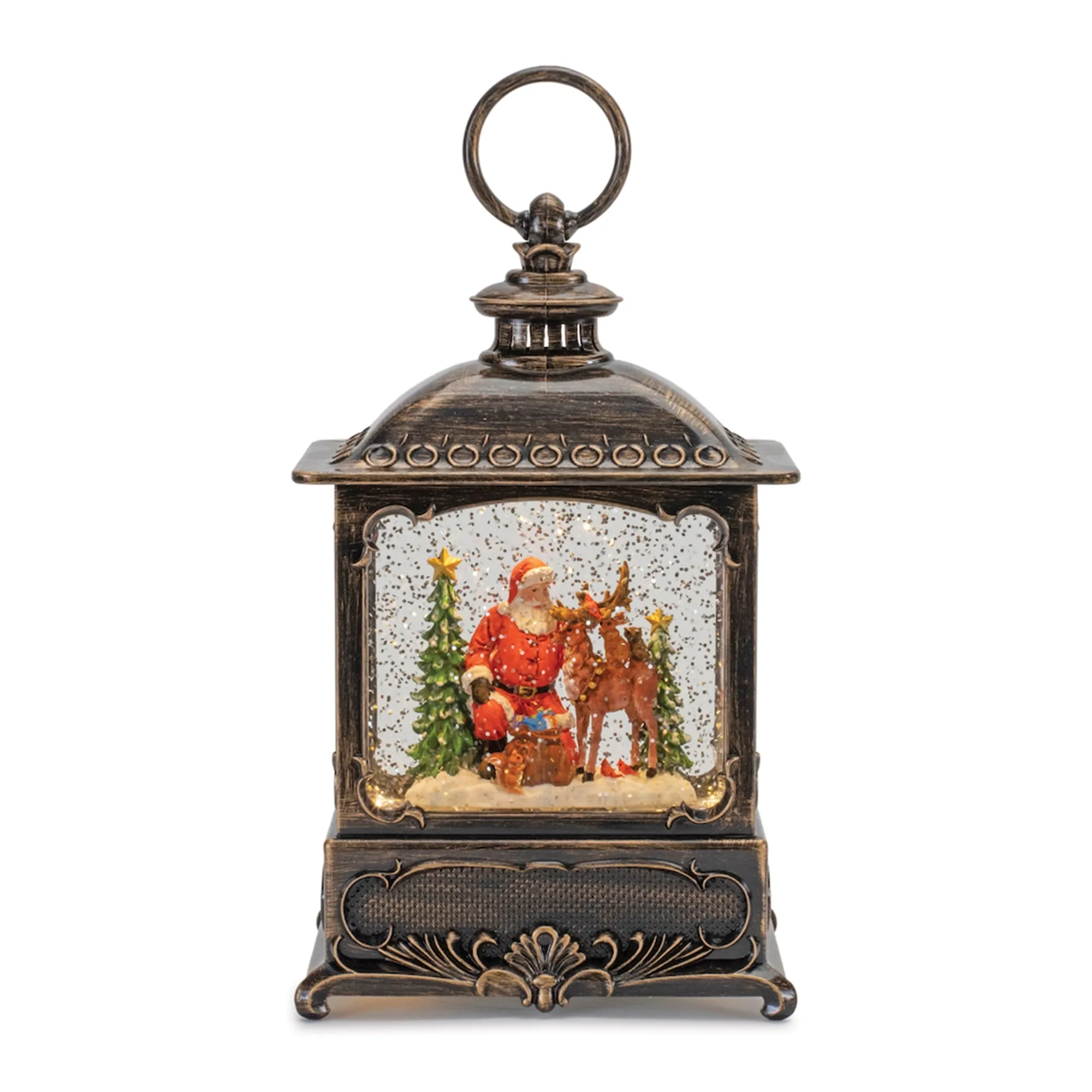 Lighted Water Lantern with Santa and Animals