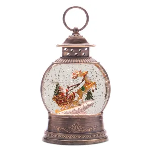 Lighted Water Lantern with Santa and Sleigh