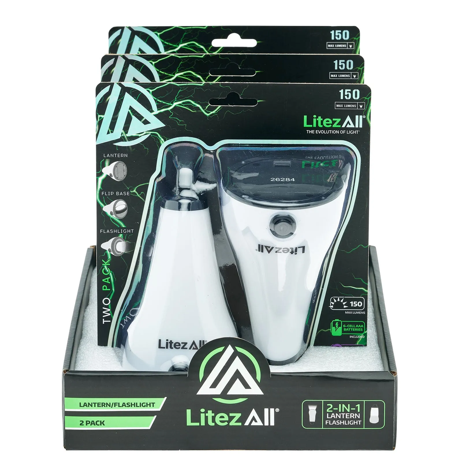LitezAll 2-in-1 Lantern Flashlight 2 Pack