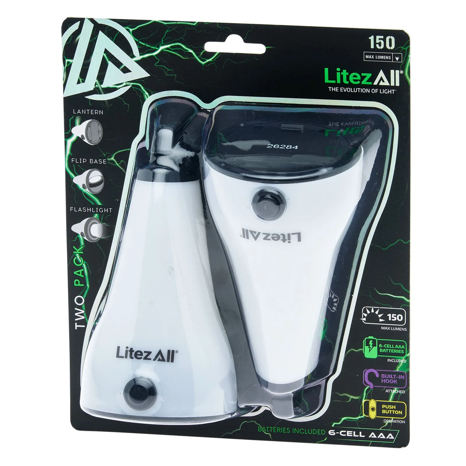 LitezAll 2-in-1 Lantern Flashlight 2 Pack