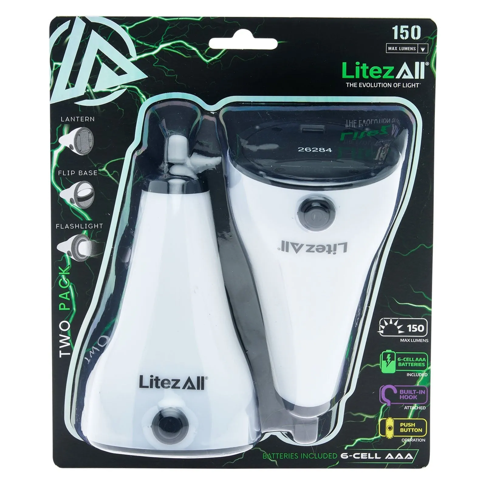 LitezAll 2-in-1 Lantern Flashlight 2 Pack