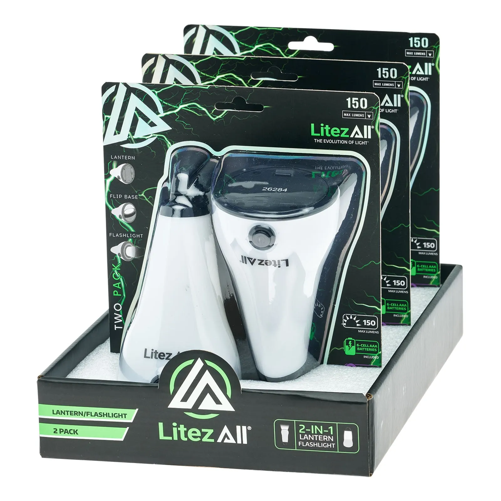 LitezAll 2-in-1 Lantern Flashlight 2 Pack