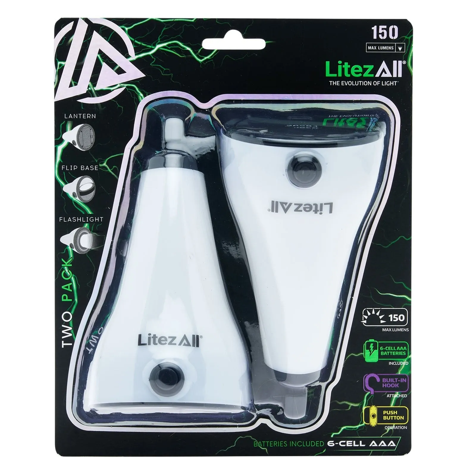 LitezAll 2-in-1 Lantern Flashlight 2 Pack