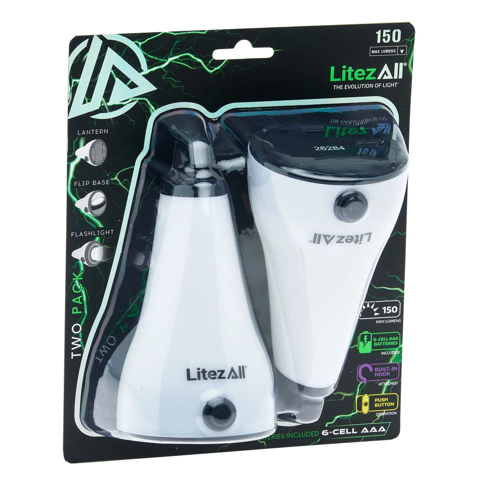 LitezAll 2-in-1 Lantern Flashlight 2 Pack