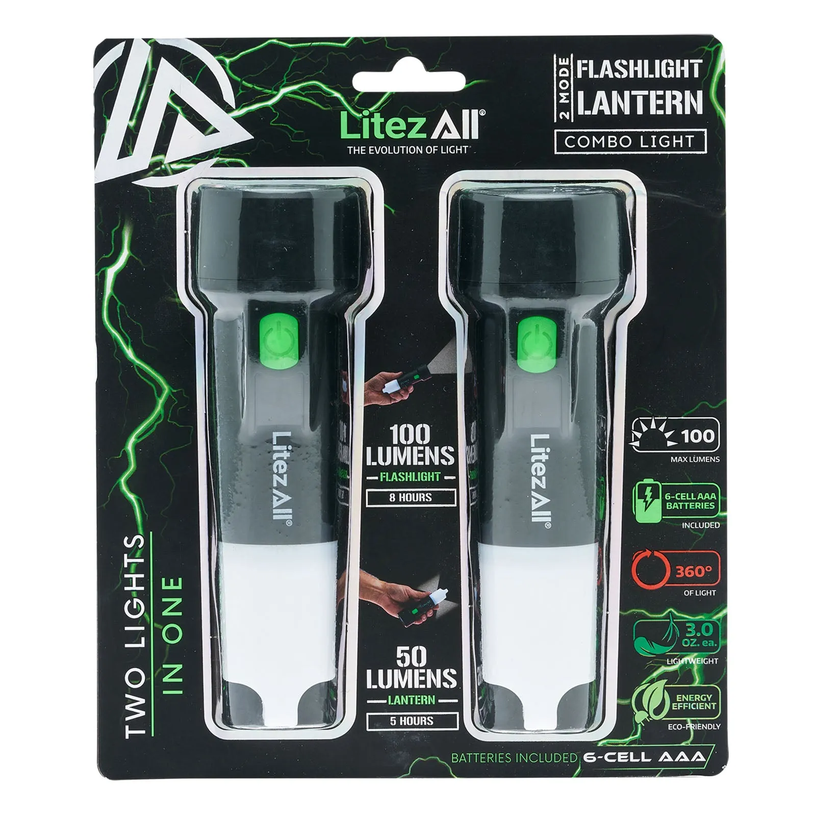 LitezAll Flashlight Lantern 2 Pack