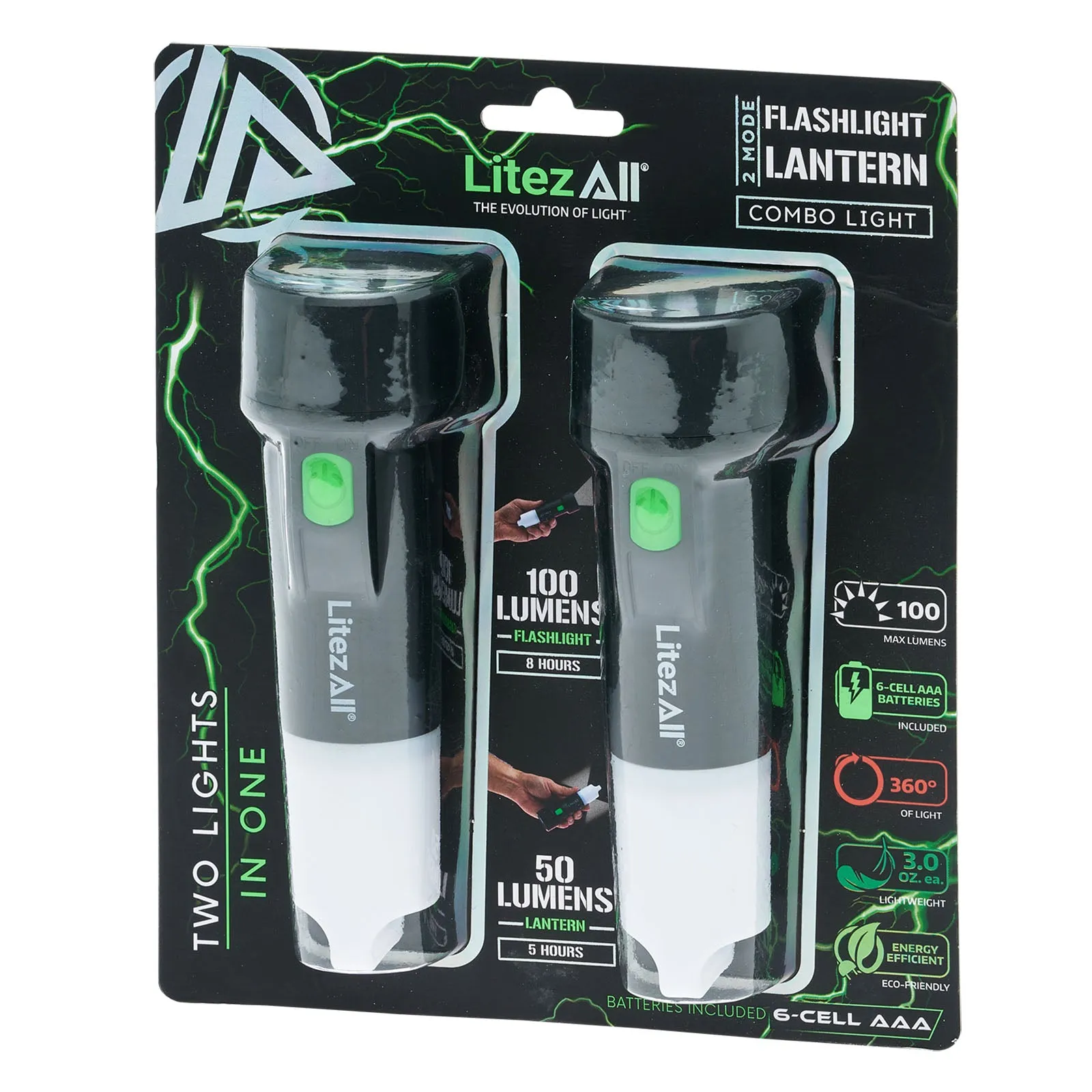 LitezAll Flashlight Lantern 2 Pack