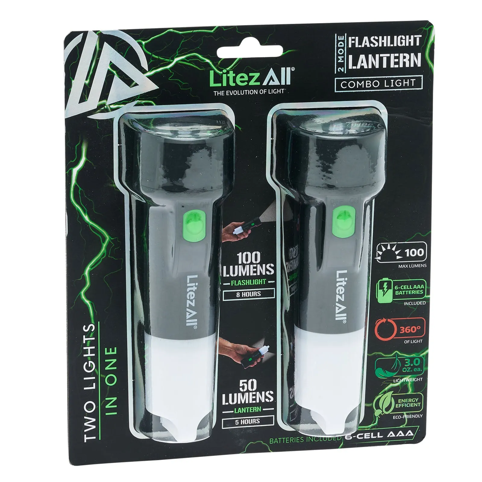 LitezAll Flashlight Lantern 2 Pack