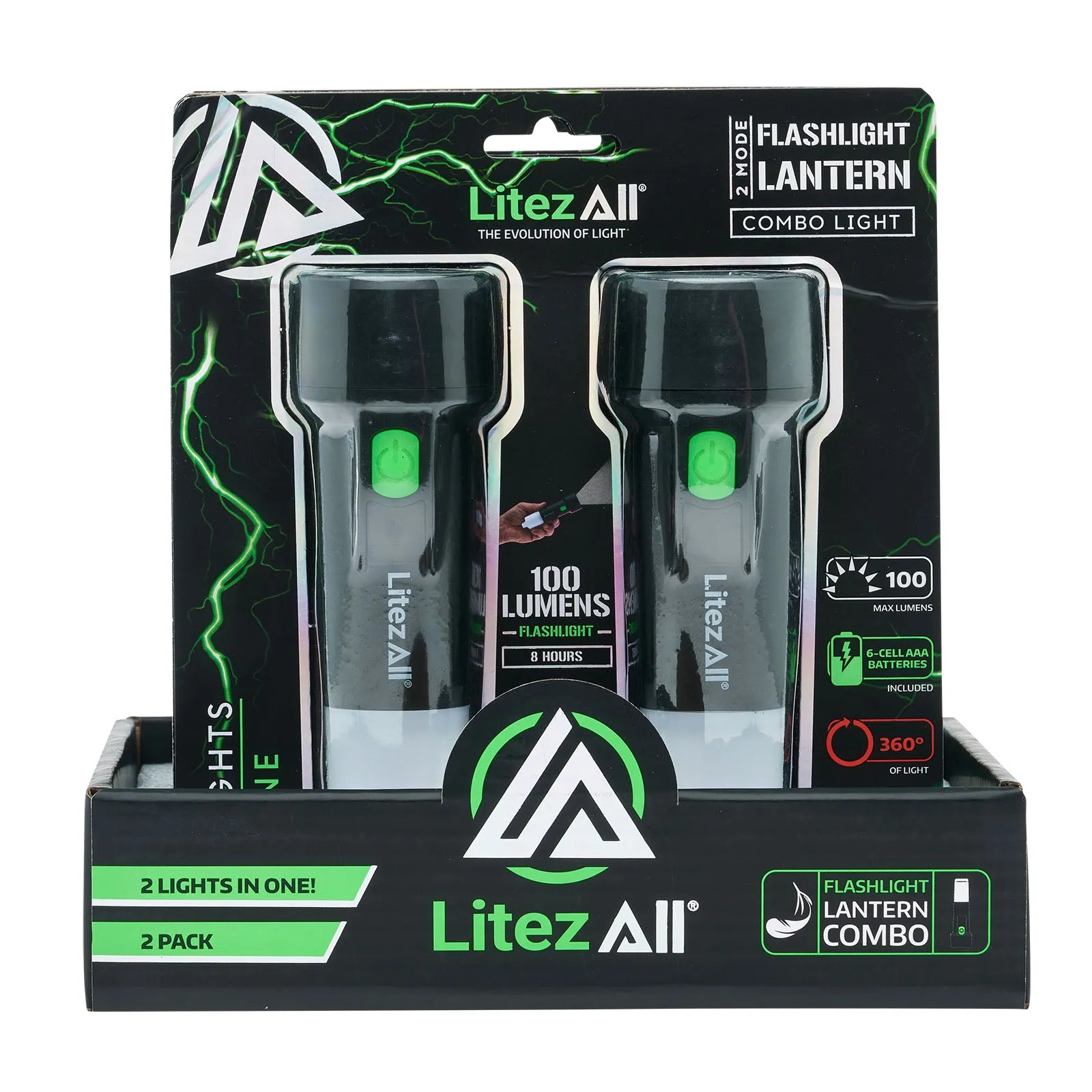 LitezAll Flashlight Lantern 2 Pack
