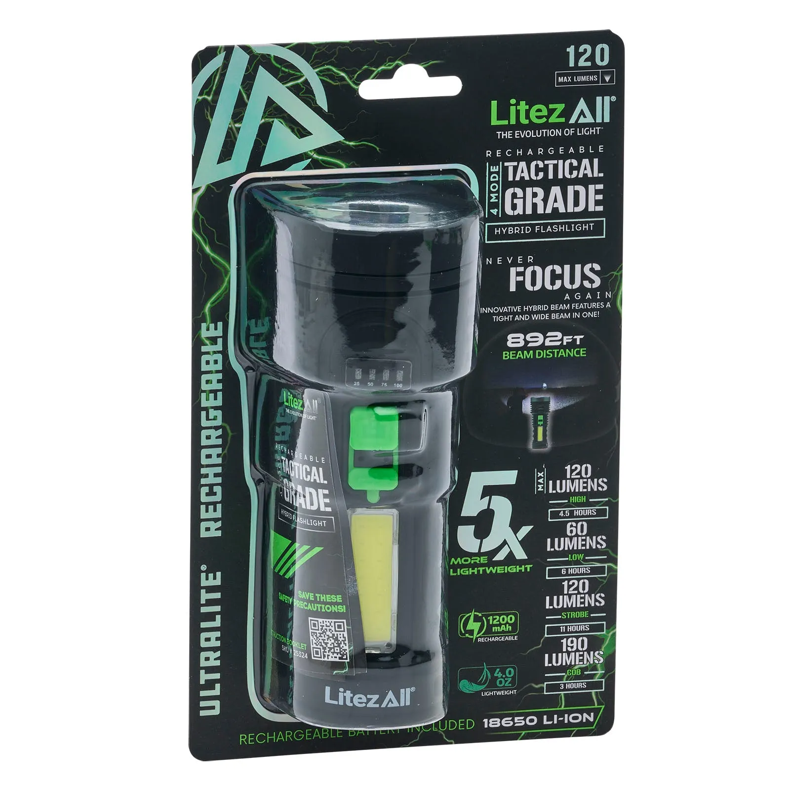 LitezAll Rechargeable Ultac OG Soft Touch Flashlight