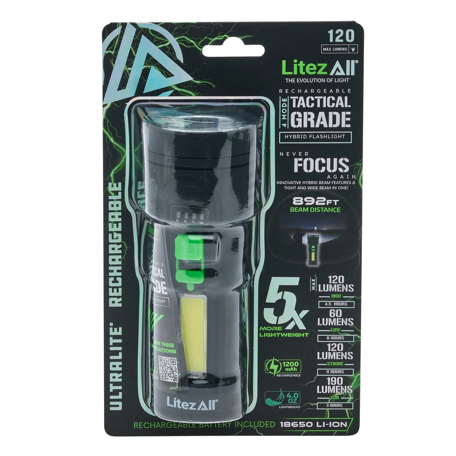 LitezAll Rechargeable Ultac OG Soft Touch Flashlight