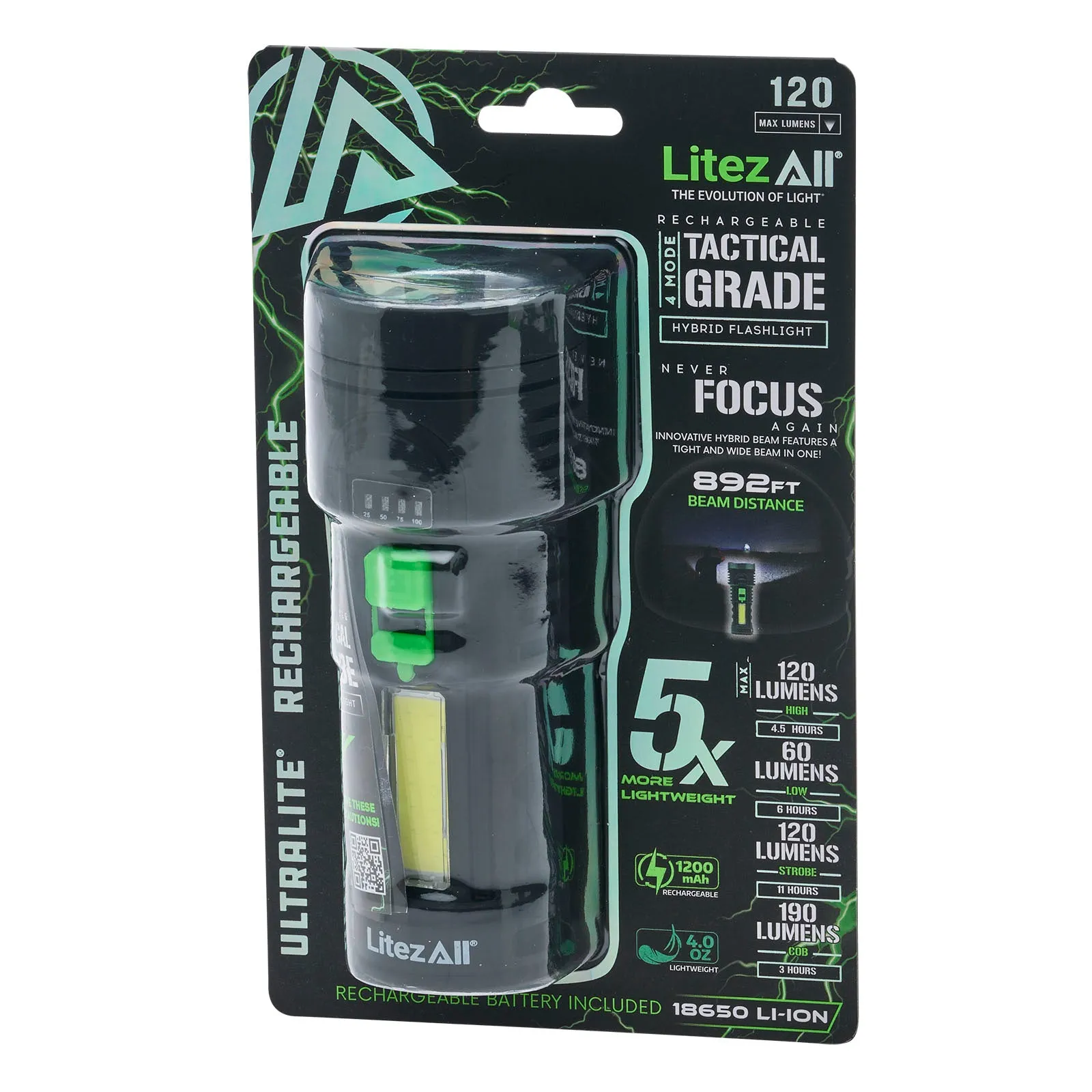 LitezAll Rechargeable Ultac OG Soft Touch Flashlight