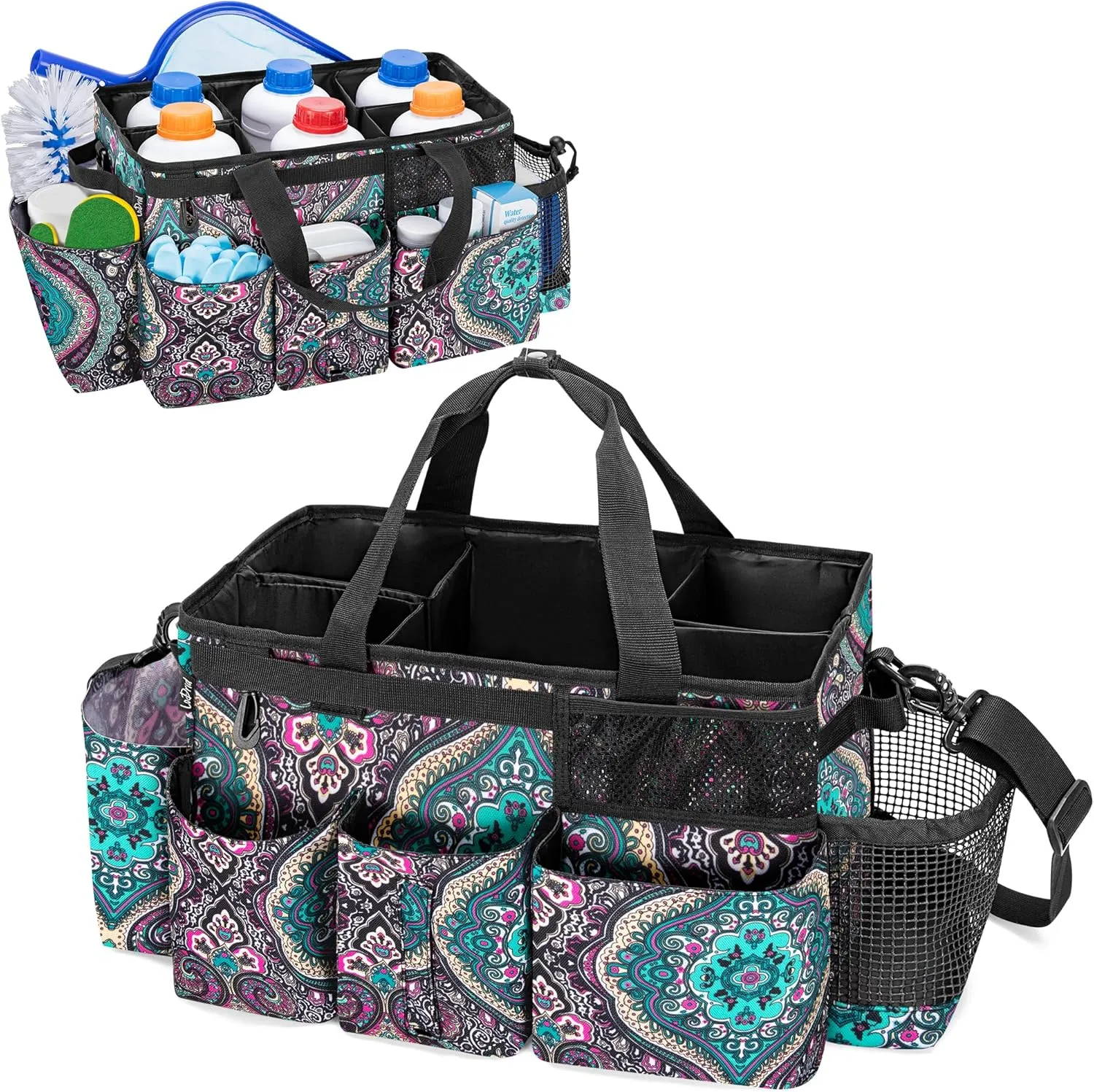 LoDrid Hot Tub Chemical Storage Bag, Pool Chemical Organizer with Handle and Shoulder Strap, Spa Supplies Carry Case for Adults, Totem(Patent Design)