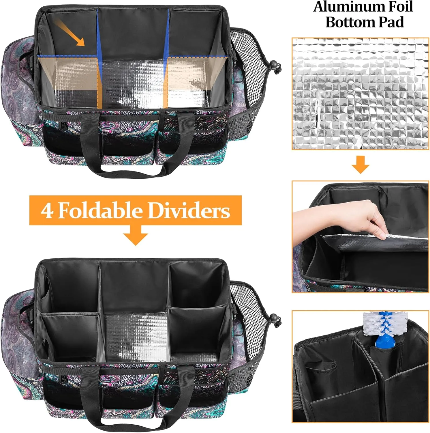 LoDrid Hot Tub Chemical Storage Bag, Pool Chemical Organizer with Handle and Shoulder Strap, Spa Supplies Carry Case for Adults, Totem(Patent Design)