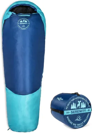 Lucky Bums Youth Serenity II 25F/-4C Temperature Rated Mummy Style Sleeping Bag, Compressing Carry Bag Included