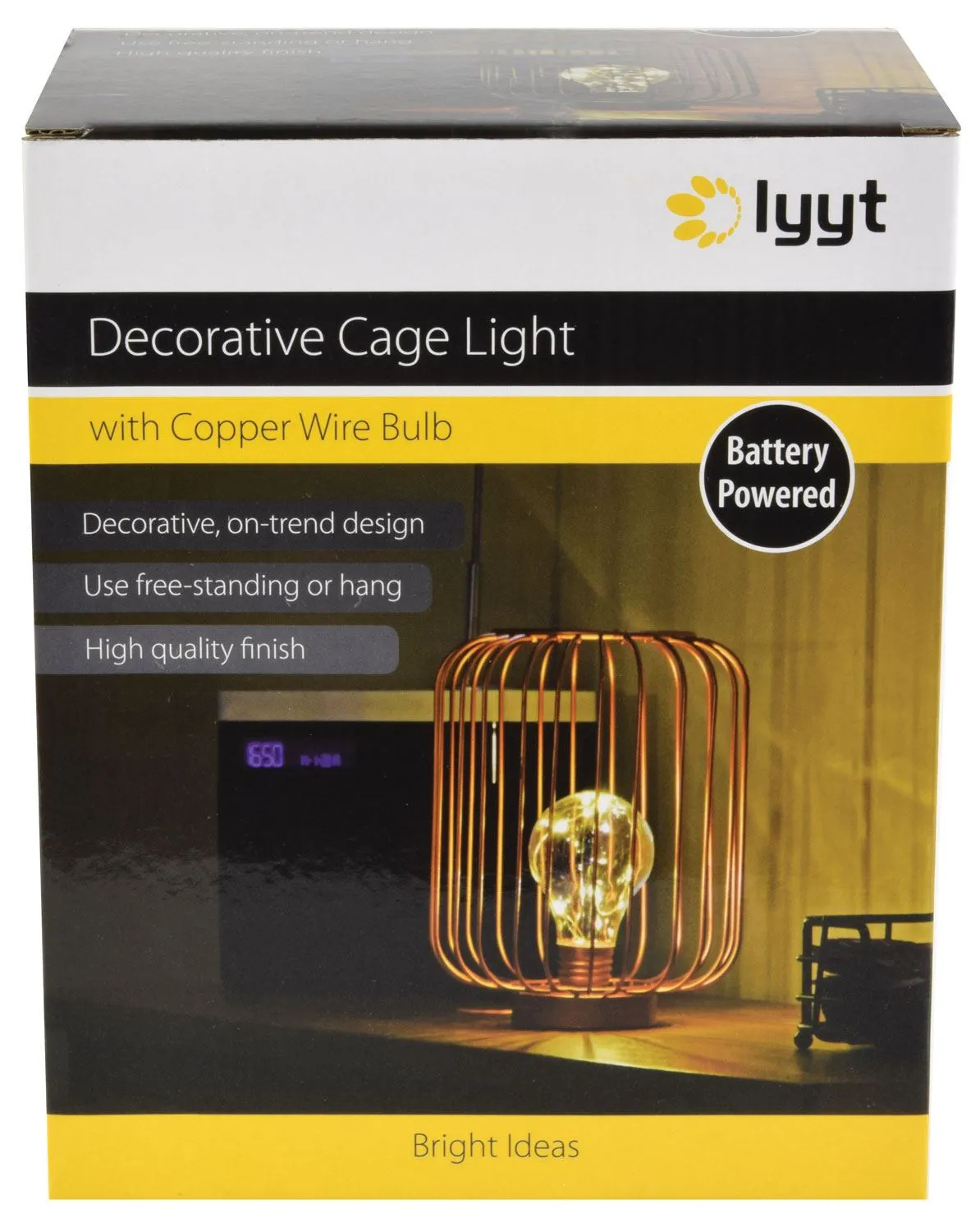Lyyt | Decorative Cage Light with Copper Wire Bulb | Rose Gold