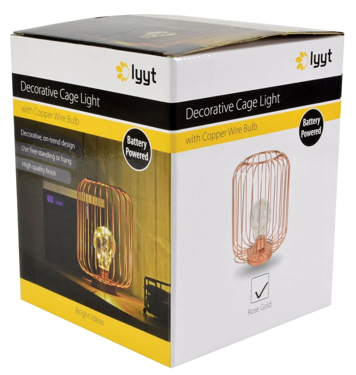 Lyyt | Decorative Cage Light with Copper Wire Bulb | Rose Gold
