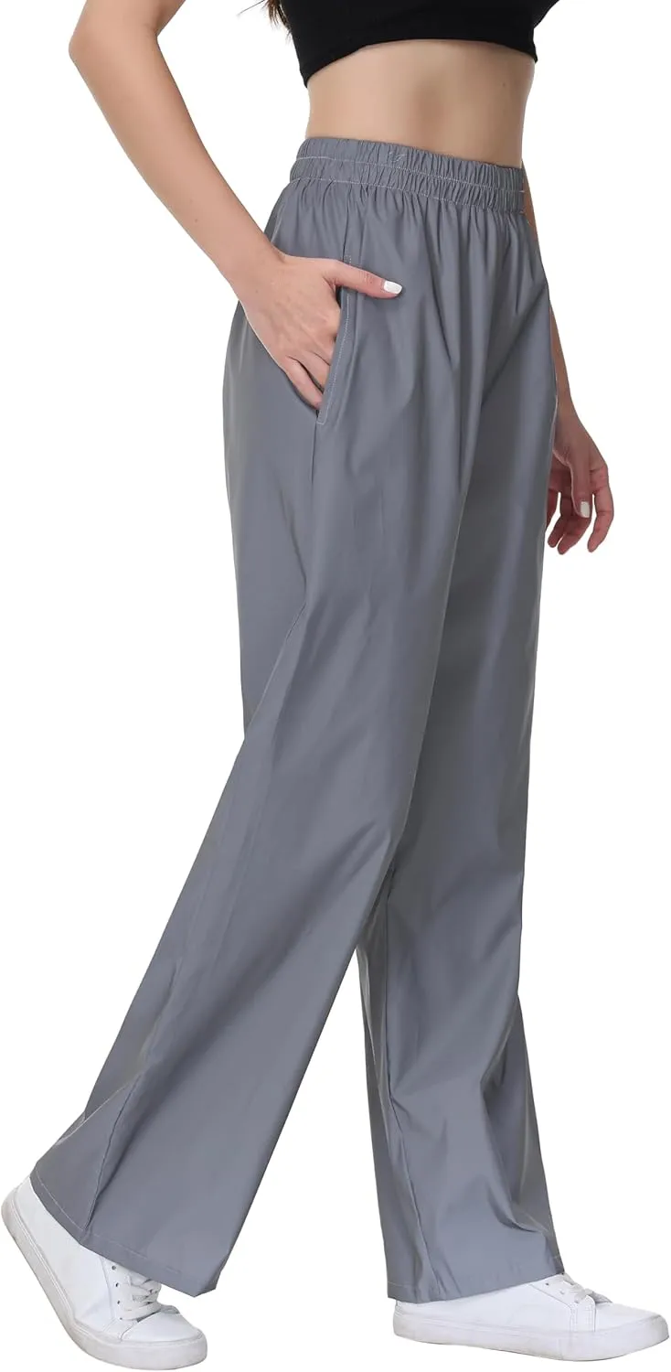 LZLRUN Women Reflective Hip Hop Rave Trousers Wide Leg Pants Retro Straight Leg Pants Streetwear