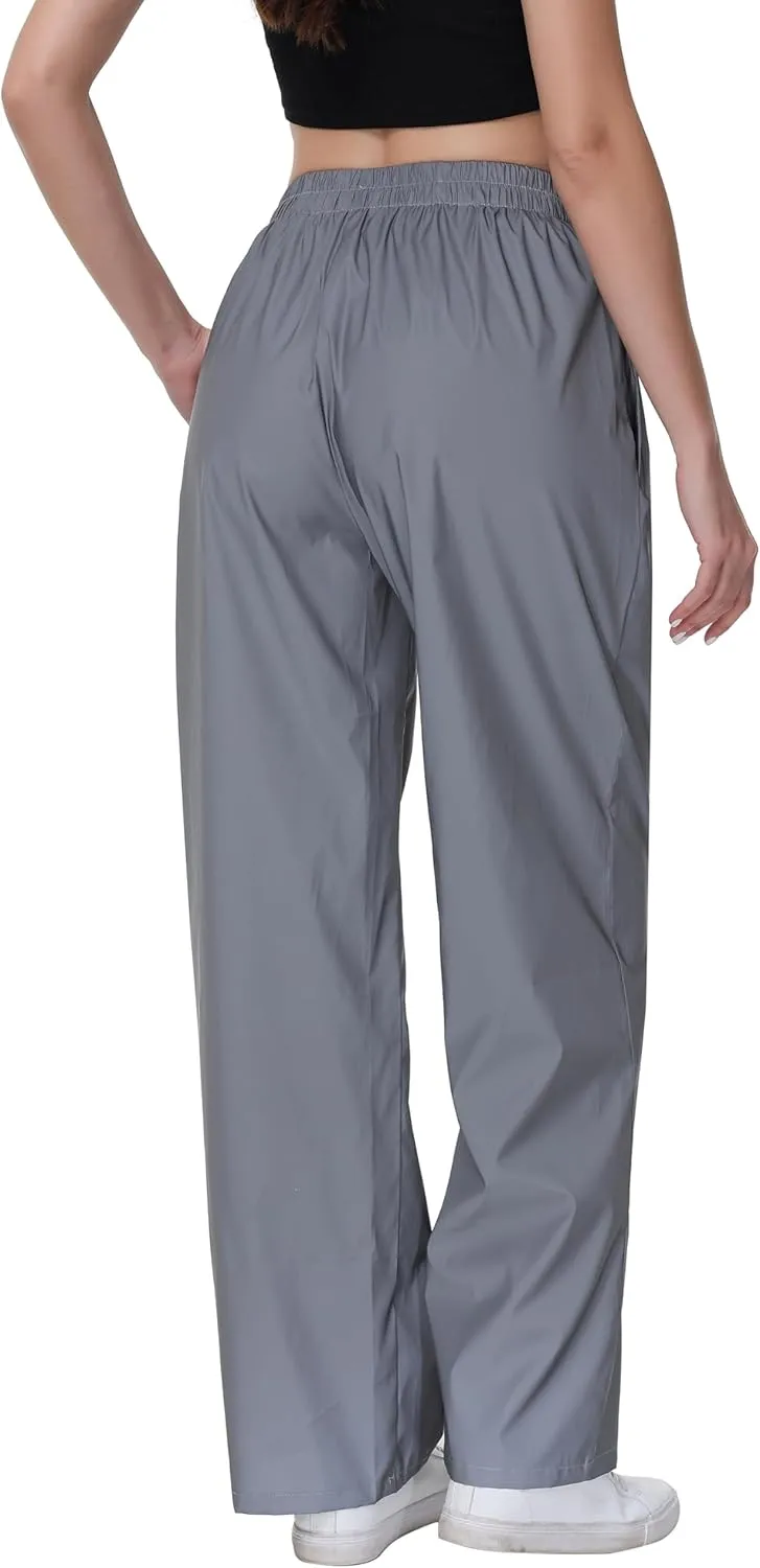LZLRUN Women Reflective Hip Hop Rave Trousers Wide Leg Pants Retro Straight Leg Pants Streetwear