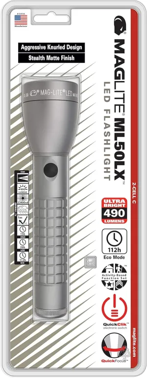MagLite ML50LX LED 2-Cell C Blister Flashlight Pack, Urban Gray