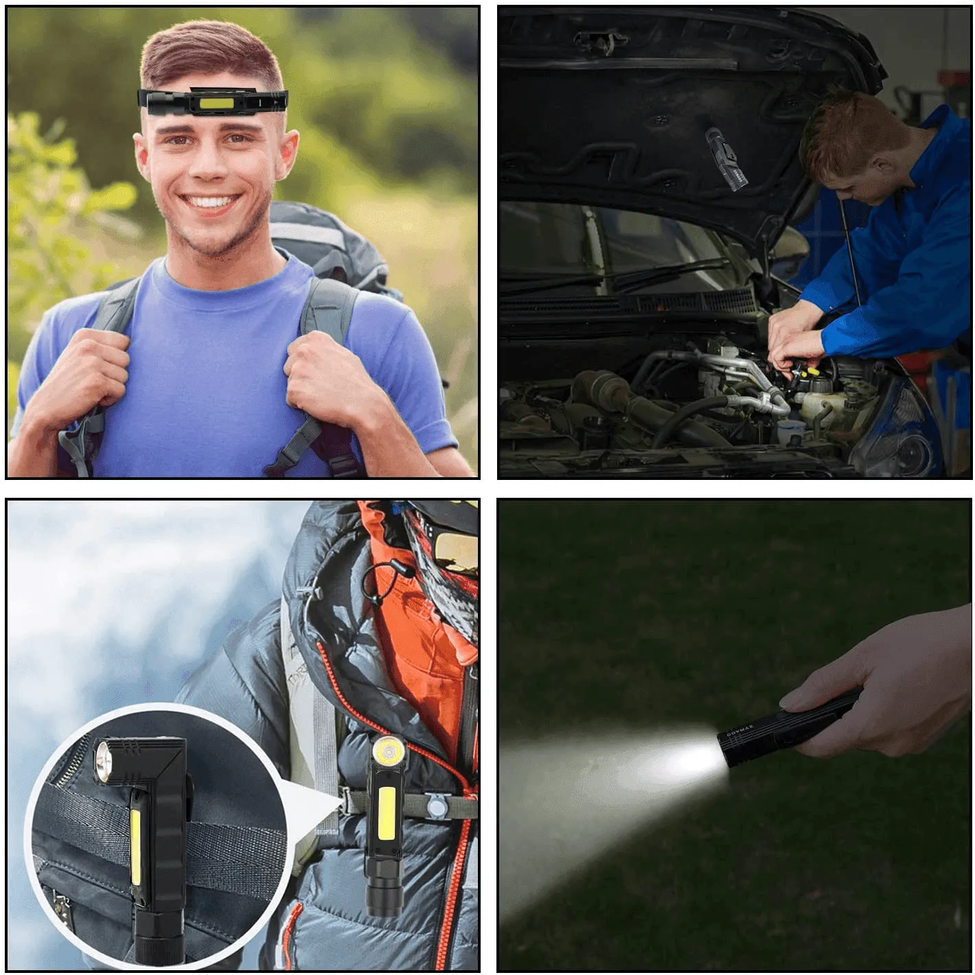 Magnetic Rechargeable Camping Flashlight - Adjustable Portable Outdoor Light