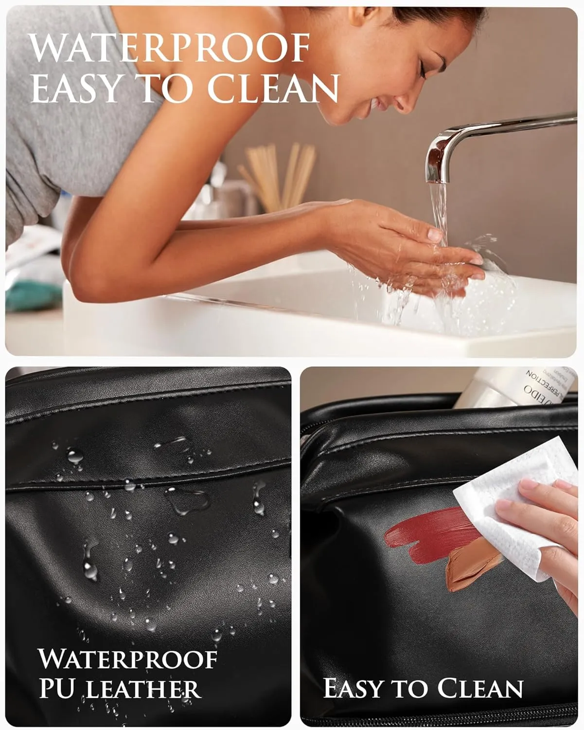 Makeup Bag for Women, Personalized Double Layer Cosmetic Bag with Makeup Brush Organizer, Waterproof, Large Capacity PU Leather Travel Toiletry Bag Gift Gift for Mom，Personalized Gifts