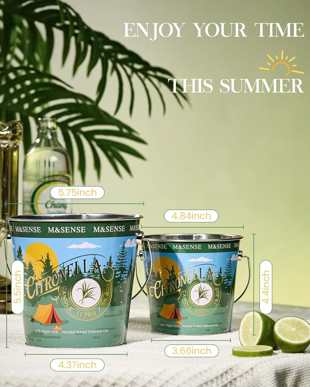 M&SENSE Citronella Candles Outdoor, 220 Hours Burn Natural Citronella Oil Soy Candle for Patio Camping, 41.5oz Large Long Lasting Lemongrass Summer Candles for Indoor Home Scented