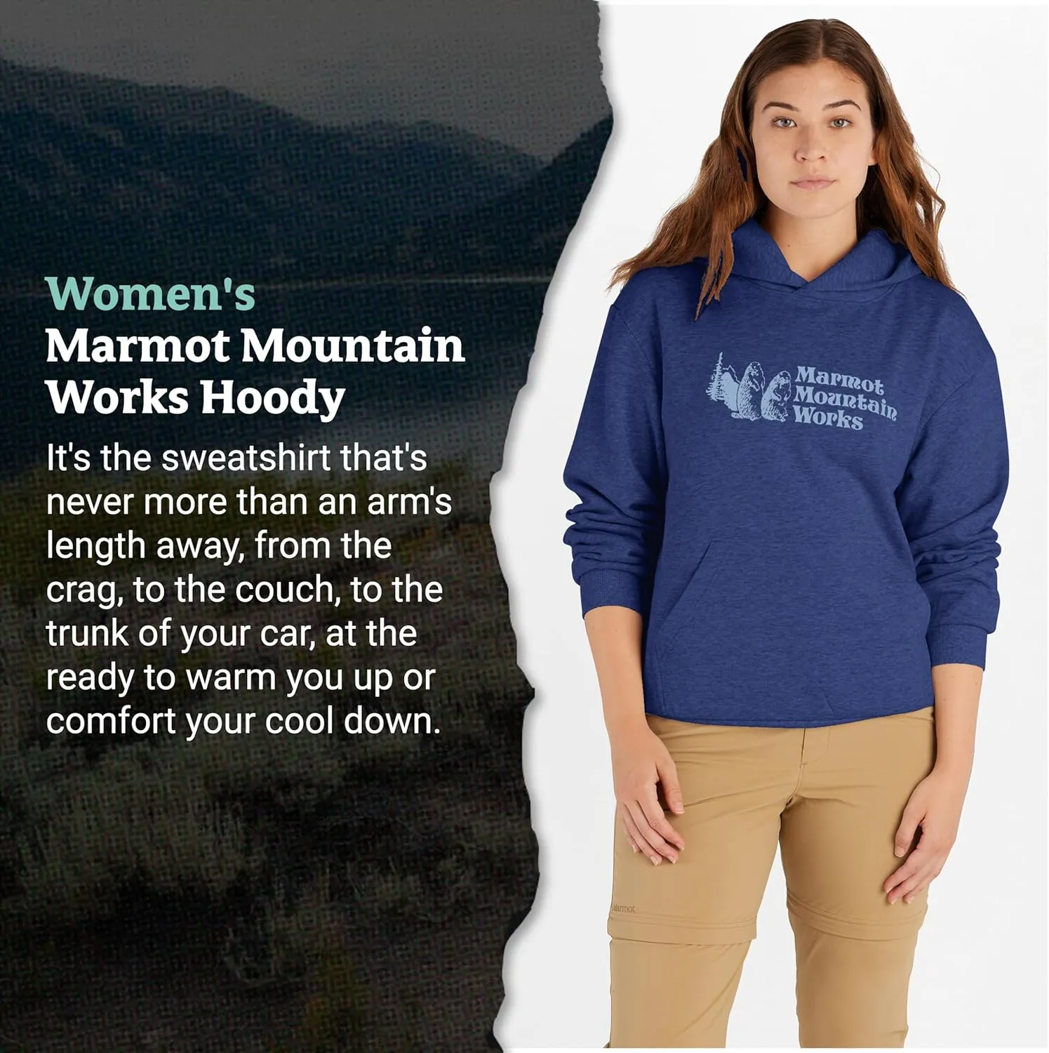 MARMOT Women's Marmot for Life Hoody - Hooded Sweatshirt with Screen Printed Graphic, Double-Layer Hood and Kangaroo Pocket