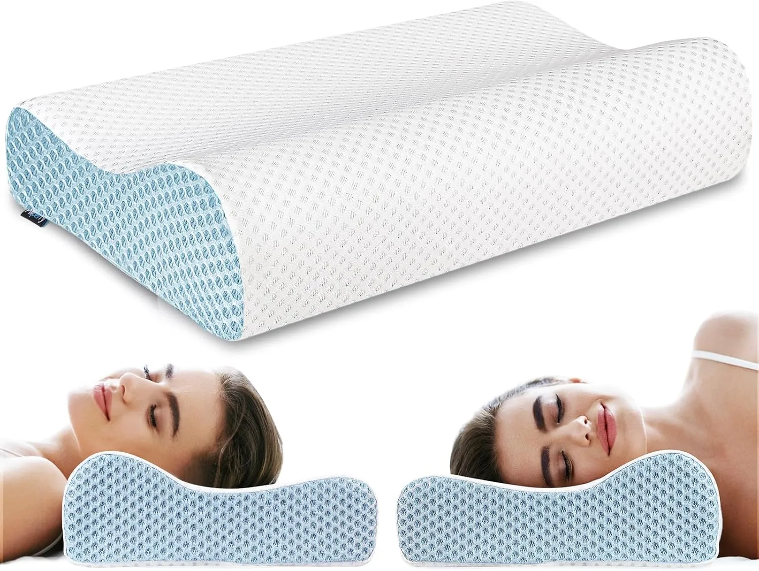 Memory Foam Pillows, Cervical Neck Pillow for Sleeping, Ergonomic Pillow for Neck Pain Relief, Contour Support for Side Back Sleepers