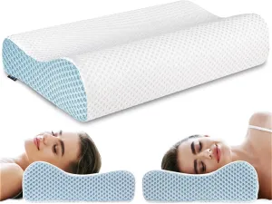 Memory Foam Pillows, Cervical Neck Pillow for Sleeping, Ergonomic Pillow for Neck Pain Relief, Contour Support for Side Back Sleepers