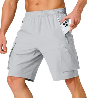 Men's Hiking Cargo Shorts Quick Dry Lightweight Summer Travel Shorts with Zipper Pockets for Camping Fishing Golf