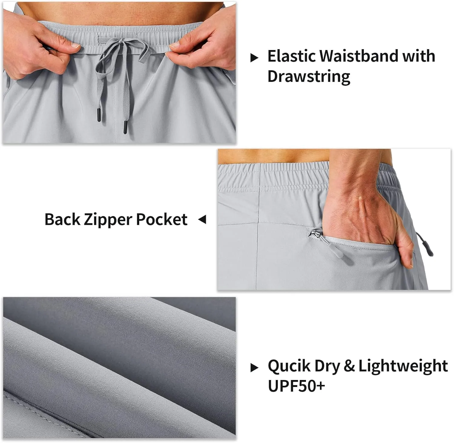 Men's Hiking Cargo Shorts Quick Dry Lightweight Summer Travel Shorts with Zipper Pockets for Camping Fishing Golf
