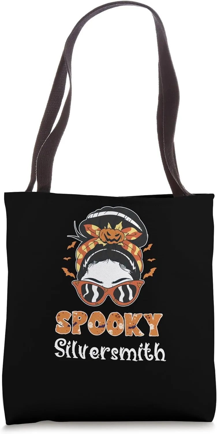 Messy Bun Spooky Silversmith Women Halloween Tote Bag