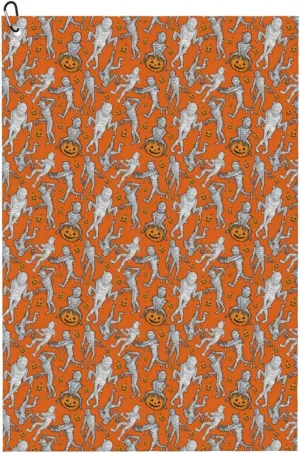 Microfiber Golf Towel, Halloween Mummy Golf Towels for Golf Bags for Men Women, Waffle Pattern Golf Towel with Carabiner Clip 16 x 24 inches
