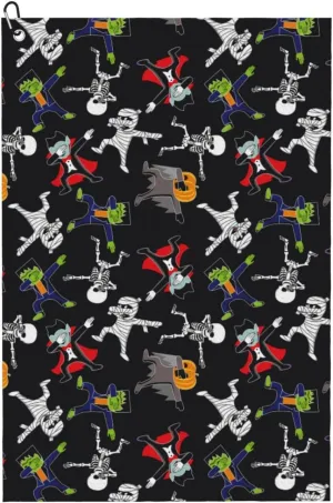 Microfiber Golf Towel, Zombie Mummy Skeleton Golf Towels for Golf Bags for Men Women, Waffle Pattern Golf Towel with Carabiner Clip 16 x 24 inches