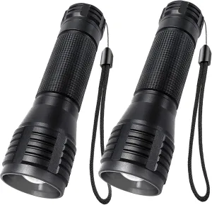 Military Grade LED Flashlight High Lumens, Super Bright Flashlights with 3 Modes, Zoomable Flash Light for Power Outages, Camping and Home Use, 2 Pack