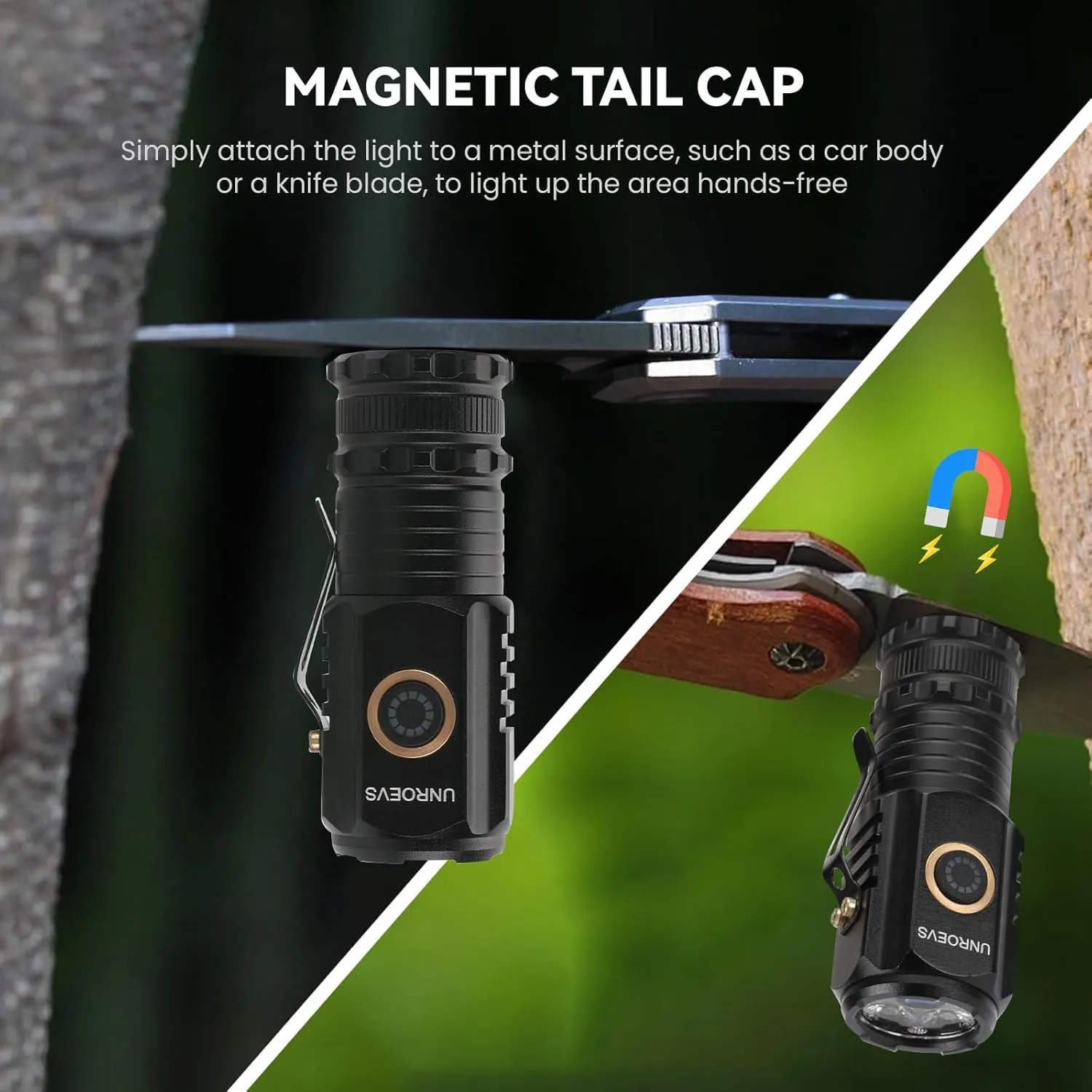 Mini Flashlight 2550 Lumens Rechargeable USB C Charging, Small Flashlights High Lumens 5 Modes, Pocket Flashlight with Clip, Magnetic Flashlight for EDC,Camping, Hiking,Emergency(2 Pack)